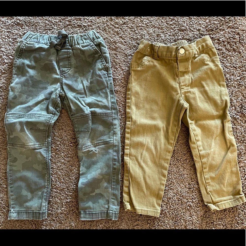 Camo and khaki pants